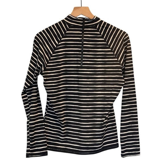 Garnet Hill Signature Rashguard, Black/White Striped, Mock Neck, Long Sleeve, M - Picture 3 of 15